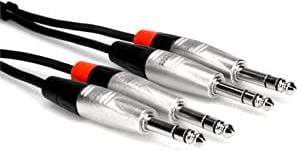 Hosa Pro HSS005X2 Stereo Dual REAN 1/4\" to TRS Cable 5 ft