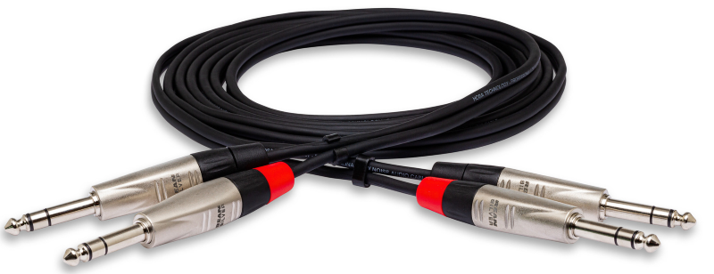 Hosa HSS-001.5X2 1.5' Pro Stereo Interconnect - Dual REAN 1/4\" TRS to Same