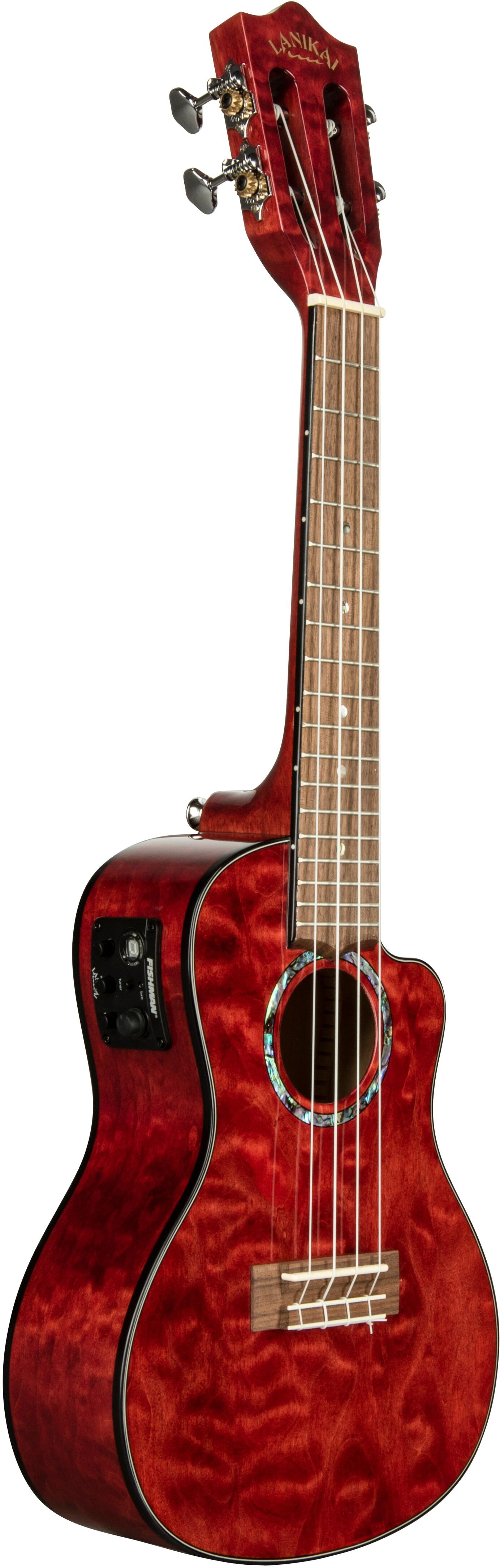 Lanikai QM-RDCEC Quilt Maple Acoustic-Electric Concert Ukulele with Soft Case (Red Stain) 3