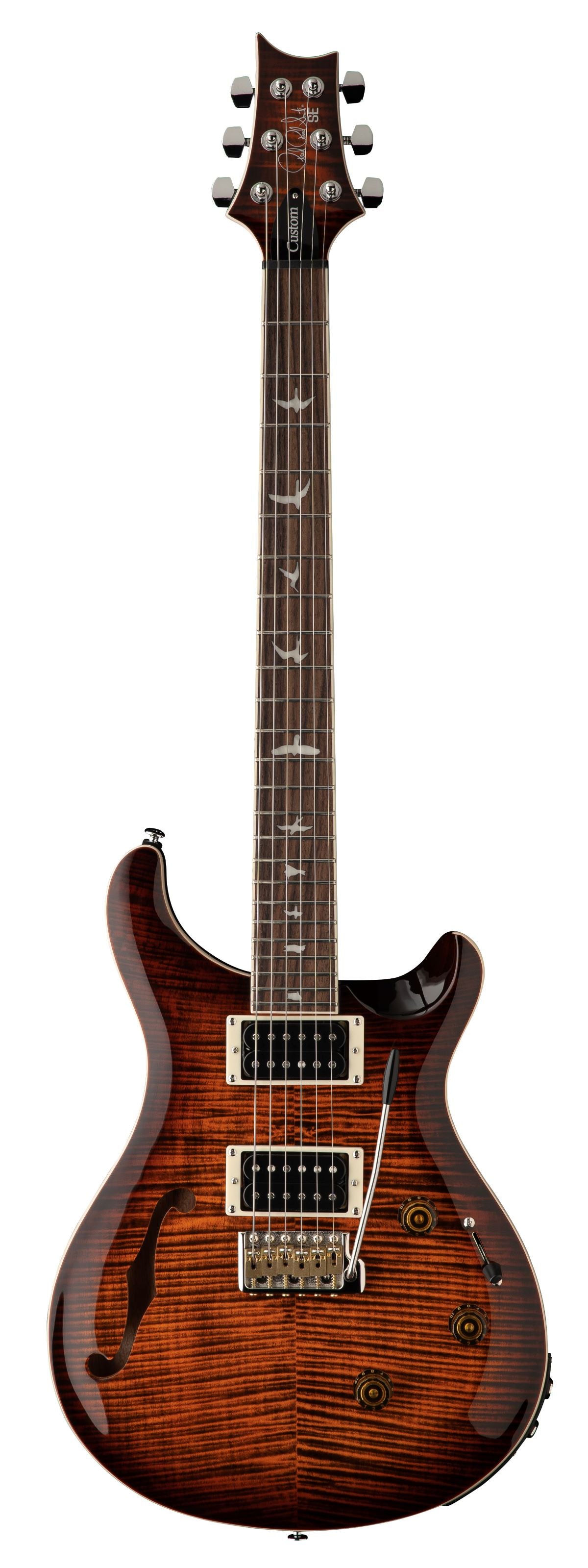 ギター PRS SE Custom24 Semi Hollow Piezo PRS SE Custom 24 Semi-Hollow Piezo Electric Guitar - Orange Tiger