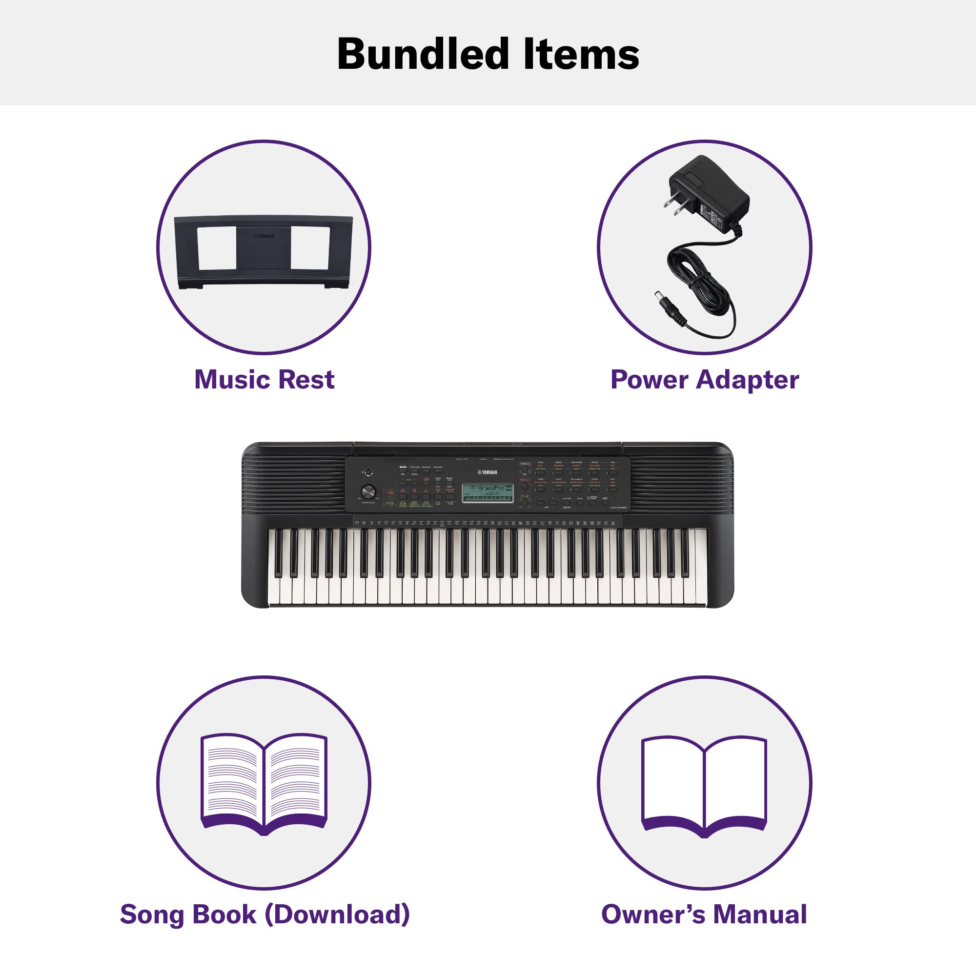 Yamaha PSRE283 61-Key Portable Keyboard - With AC Adapter