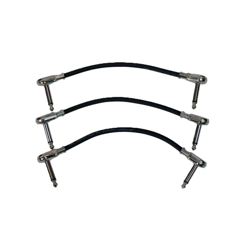 Onstage PC506B-3PK 6\" Patch Cable with Pancake Connectors - Black (3 Pack) 2
