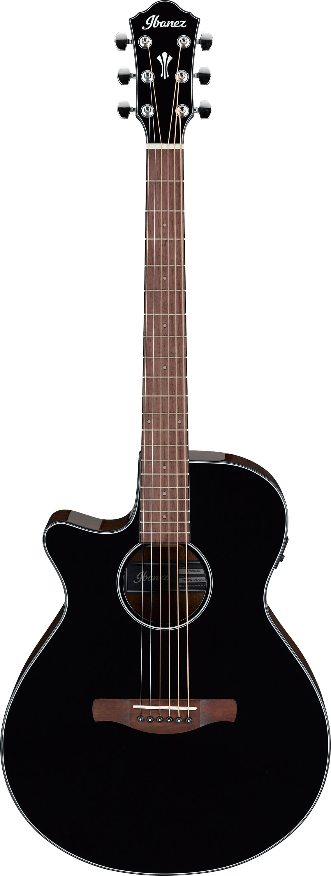 Ibanez AEG50LBKH Acoustic-Electric Left-Handed Guitar Black front view