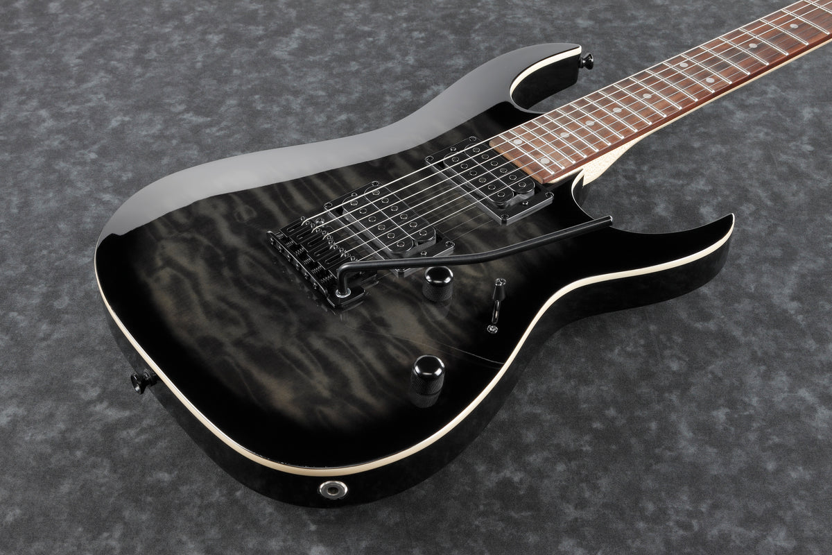 Ibanez GRGA120QATKS Electric Guitar with Quilted Ash Top (Transparent Black) 6