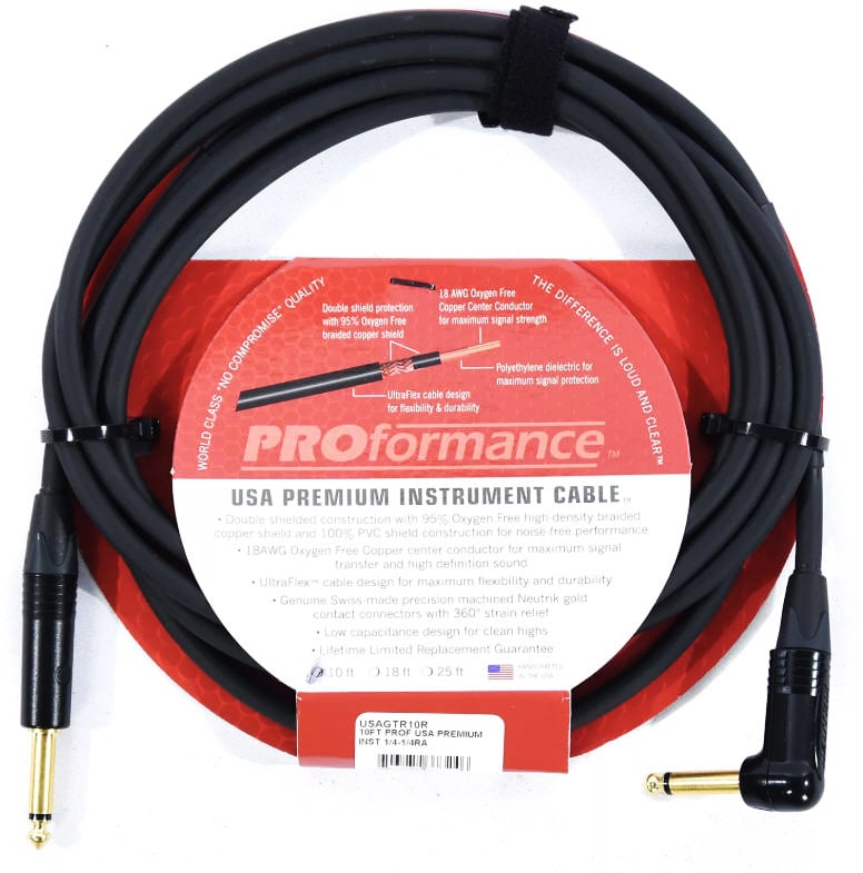 Proformance 18-ft USA Premium Instrument Cable (1/4-Inch/Right Angle)