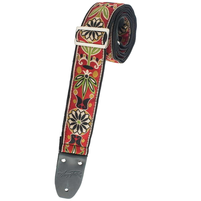 Henry Heller 2\" Tri-Glide Woven Jacquard Guitar Strap - Red Green Gold