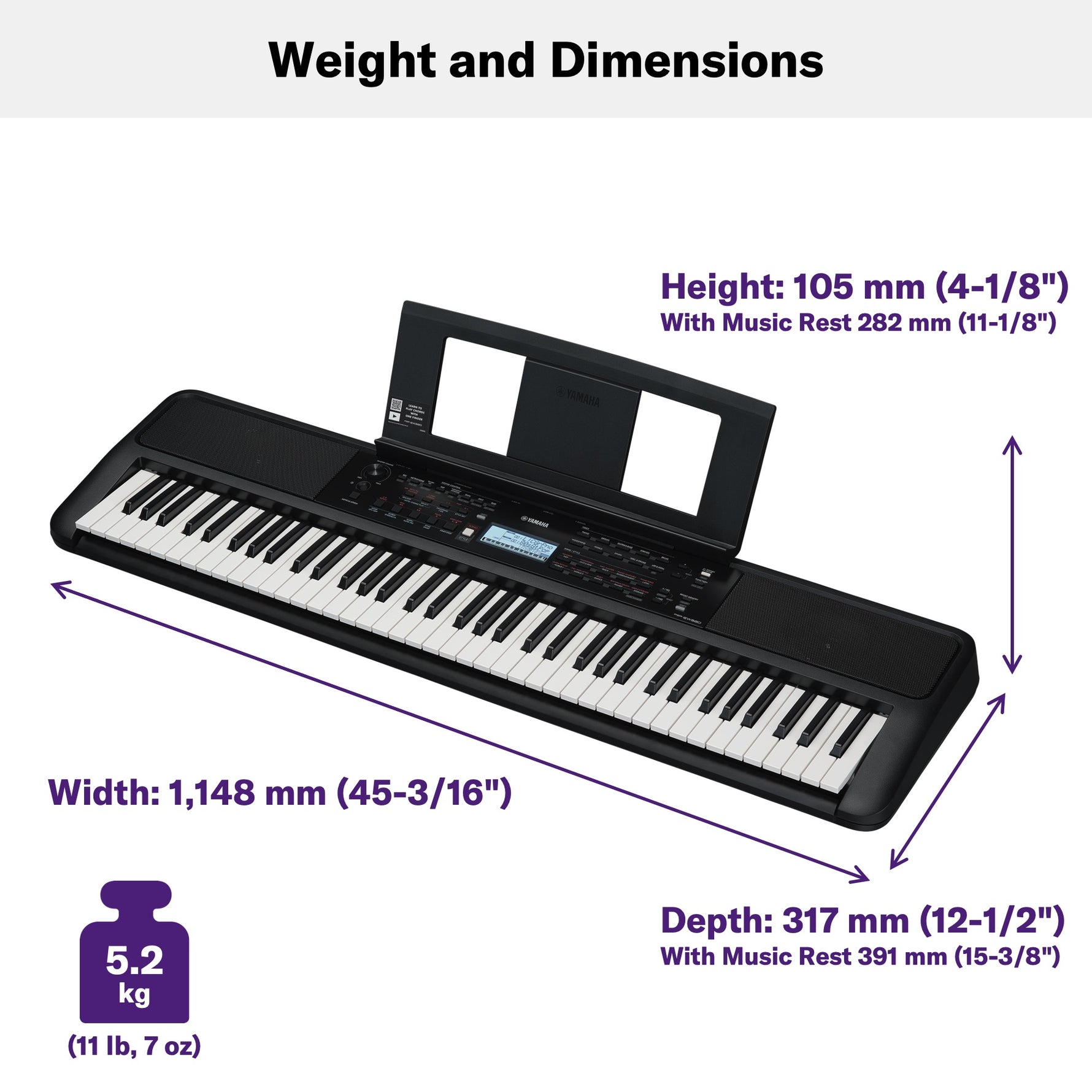 Yamaha PSREW320 76-Key Portable Keyboard - With AC Adapter 2