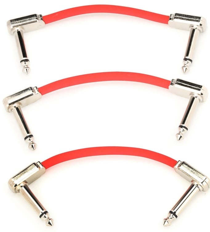 Ernie Ball 3\" Flat Ribbon Patch Cable - Red (3 Pack) 3