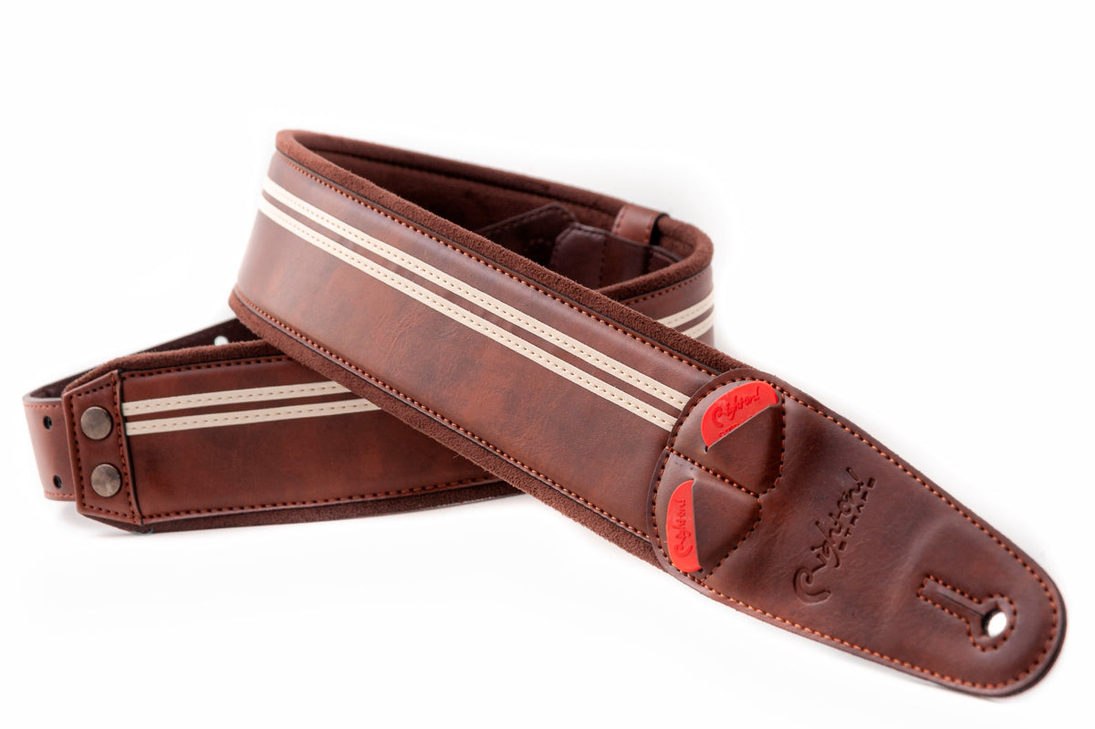 RightOn! Mojo Vegan Guitar Strap - Race Brown 2