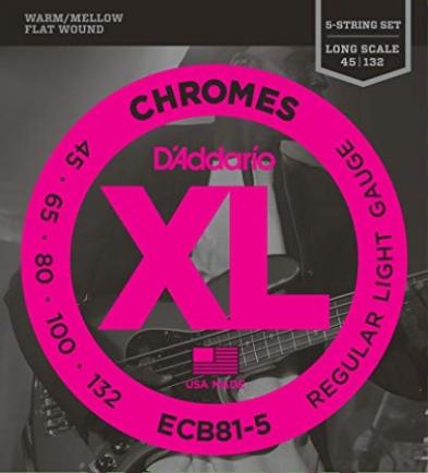 D'Addario ECB81-5 5-String Bass Flatwound Light 45-132