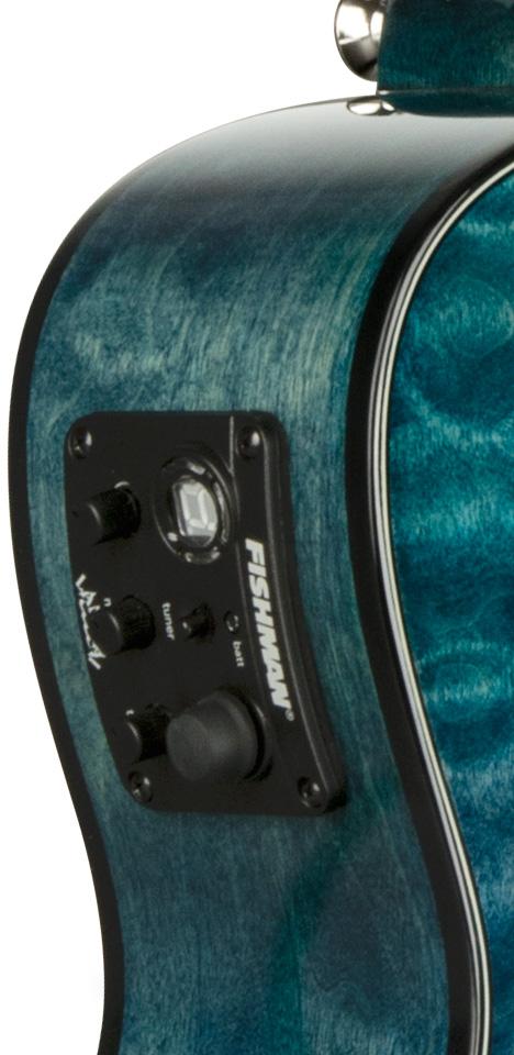 Lanikai QM-BLCEC Acoustic/Electric Concert Ukulele with Soft Case (Quilted Blue Stain) 4