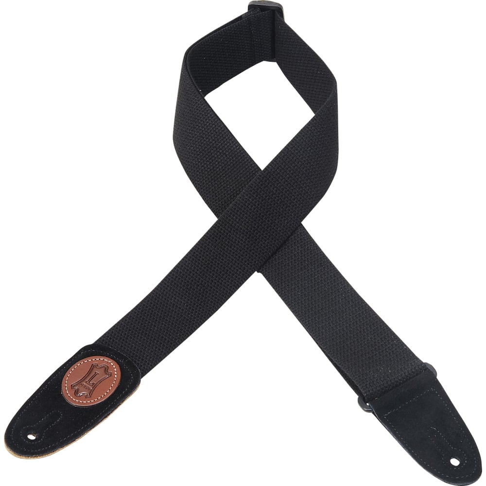 Levy MSSC8-BLK Black Cotton Guitar Strap with Suede Ends 3