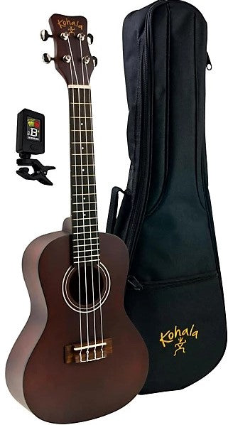 Kohala KPP-S Soprano Ukulele Pack, Includes Padded Gig Bag and Clip-on Tuner Package - Brown 2