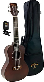 Kohala KPP-S Soprano Ukulele Pack, Includes Padded Gig Bag and Clip-on Tuner Package - Brown 2