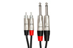 Hosa HPR-020X2 Pro Stereo Interconnect Cable - Dual REAN 1/4\" TS Male to RCA Male - 20FT 2