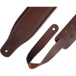 Levy M26PD-DBR_DBR 3 inch Top Grain Leather Guitar Strap in Dark Brown With Foam Wrapped 3