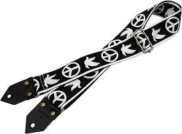 D'Andrea 2\" Ace 6 Vintage Reissue Guitar Strap - Peace & Dove Black 2