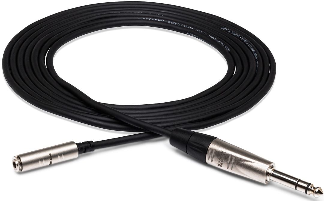 Hosa HXMS-010 Pro Headphone Adapter Cable - REAN 3.5mm TRS Female to 1/4\" TRS Male - 10FT