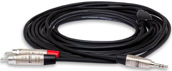 Hosa HMR-010Y Pro Stereo Breakout Cable - 3.5mm TRS Male to Dual RCA Male - 10'