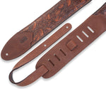 Levy M4WP-006 3\" Wide Embossed Leather Strap - Geranium Whiskey 3