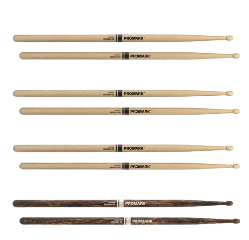 Promark RBH595AW-4PFG Rebound 5B Hickory Firegrain (Wood Tip) - 4 pack 2