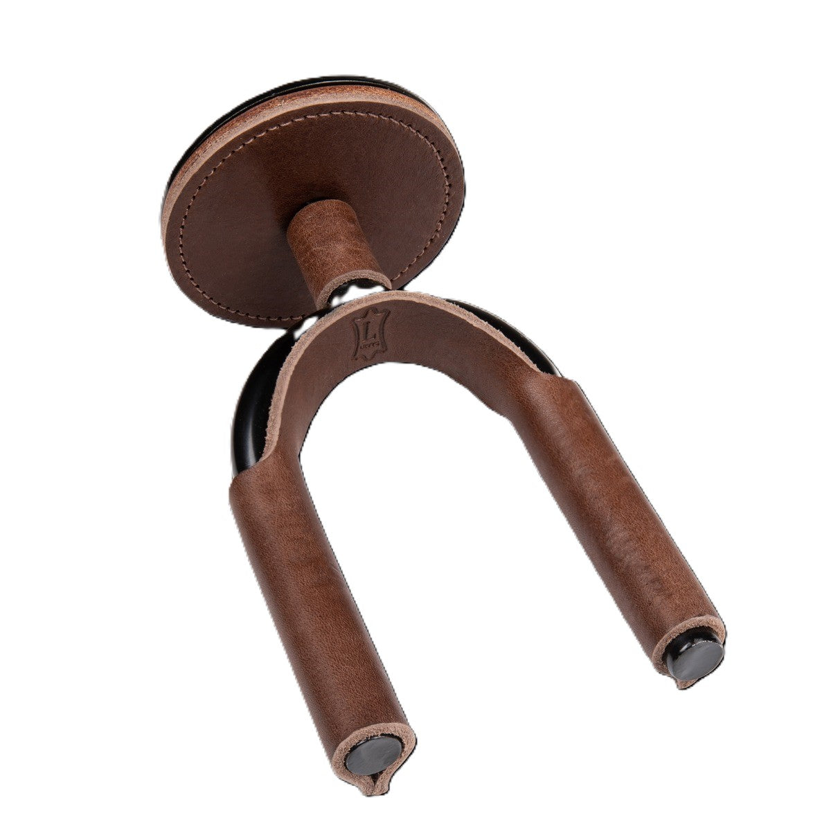 Levy LVY-FGHNGR-BKBN Forged Steel Guitar Hanger - Black Metal & Brown Leather Wraps 2