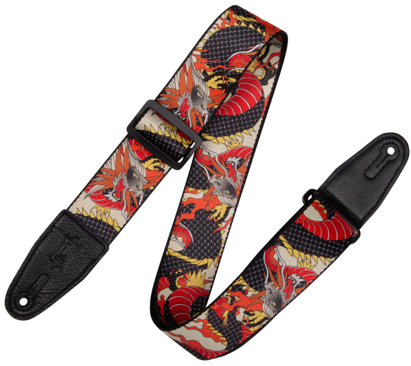 Levys MPD2-123 Polyester Guitar Strap - Traditional Red Dragon