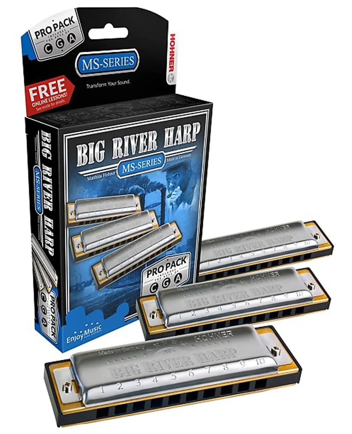 Hohner BGRVR-3PK Big River Harmonica Propac Keys C, G, AND A