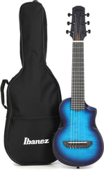 Ibanez AUP10N Nylon-String Piccolo Acoustic Electric Guitar - Transparent Blue Burst 2