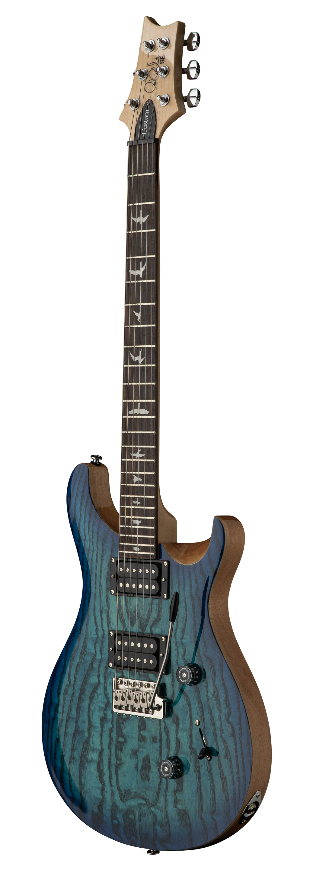 PRS 'Limited Edition' SE Custom 24 Burled Ash Electric Guitar - Lake Blue With Natural Back 7