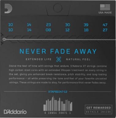 D'Addario XTAPB1047-12 Phosphor Bronze 12-String Acoustic Guitar Strings Light (10-47) 2