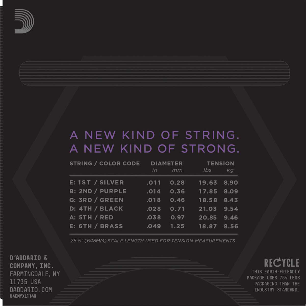 D'Addario NYXL Nickel Wound 11-49 Electric Guitar Strings - Medium 3