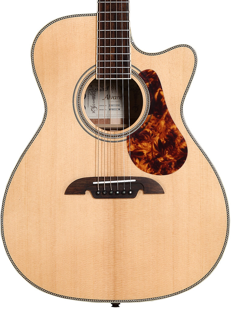 Alvarez MF60CEOM Folk OM Acoustic-Electric Guitar (Natural) with Gig Bag