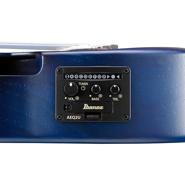 Ibanez AUP10N Nylon-String Piccolo Acoustic Electric Guitar - Transparent Blue Burst 3