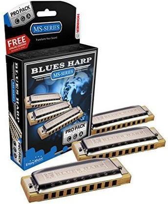 Hohner BLHRP-3PK Blues Harp Pro Package (3 Harmonica pack G, A, and C)