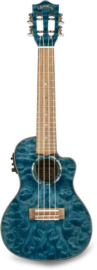 Lanikai QM-BLCEC Acoustic/Electric Concert Ukulele with Soft Case (Quilted Blue Stain) 3