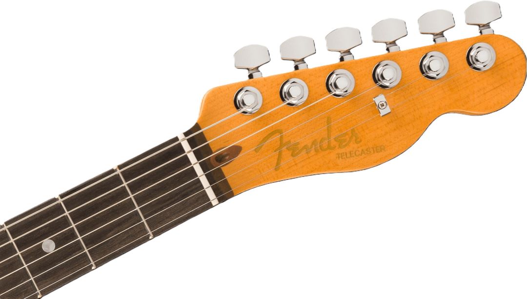 Fender American Ultra II Telecaster Electric Guitar in Texas Tea, headstock front view