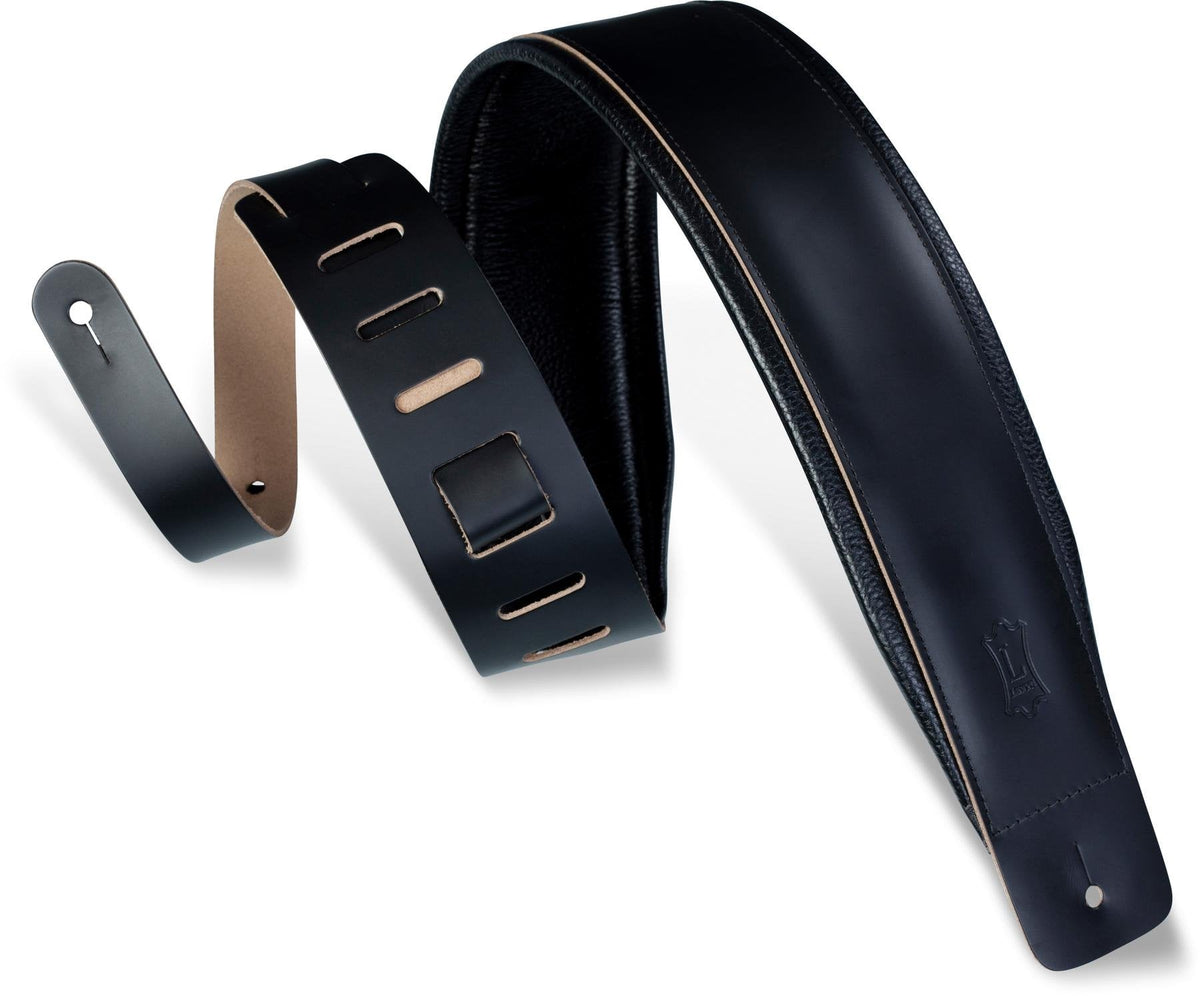 Levy M26PD 3-Inch Leather Guitar Strap with Foam Wrap (Black)