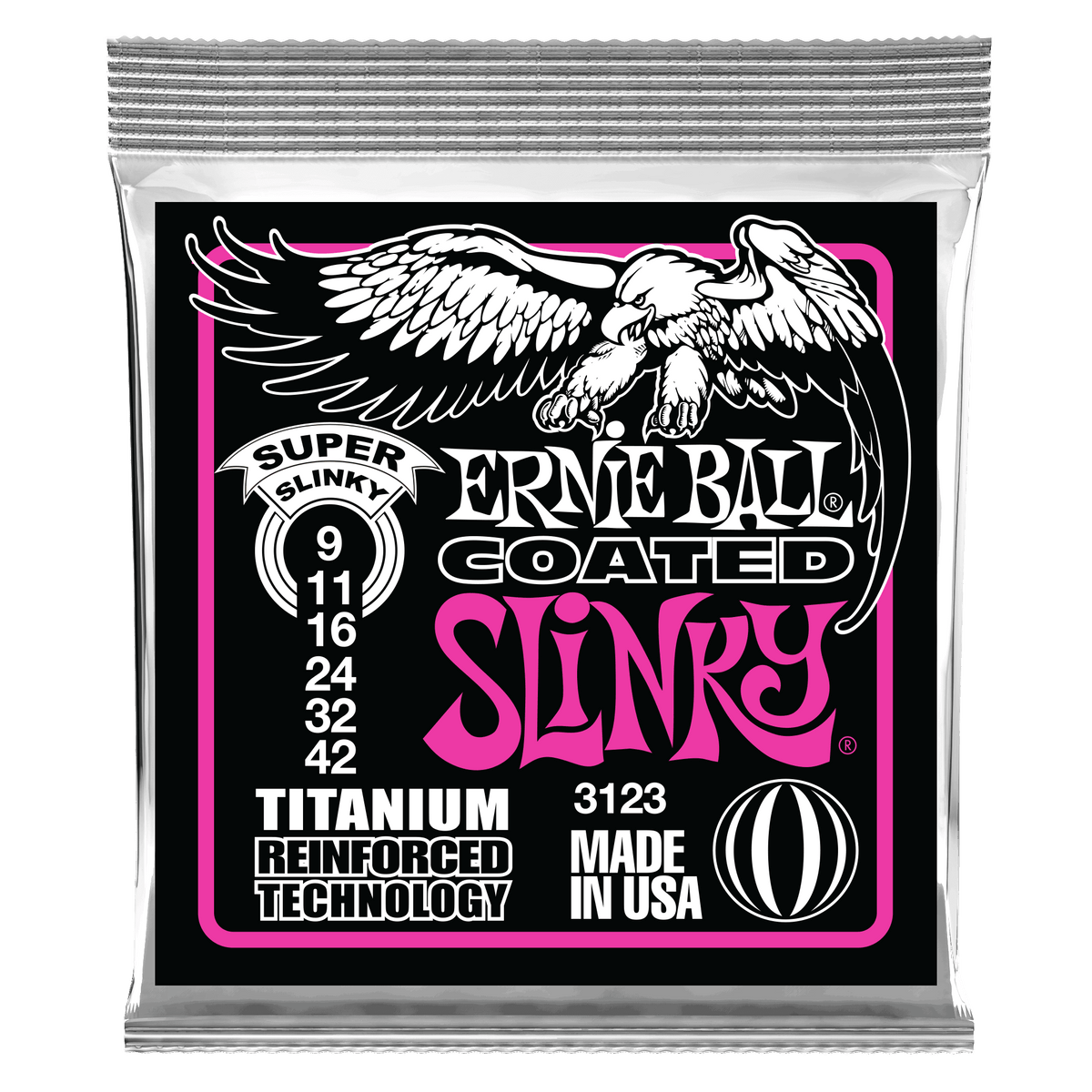 Ernie Ball 3123 Coated Titanium Super Slinky 9-42 Electric Set