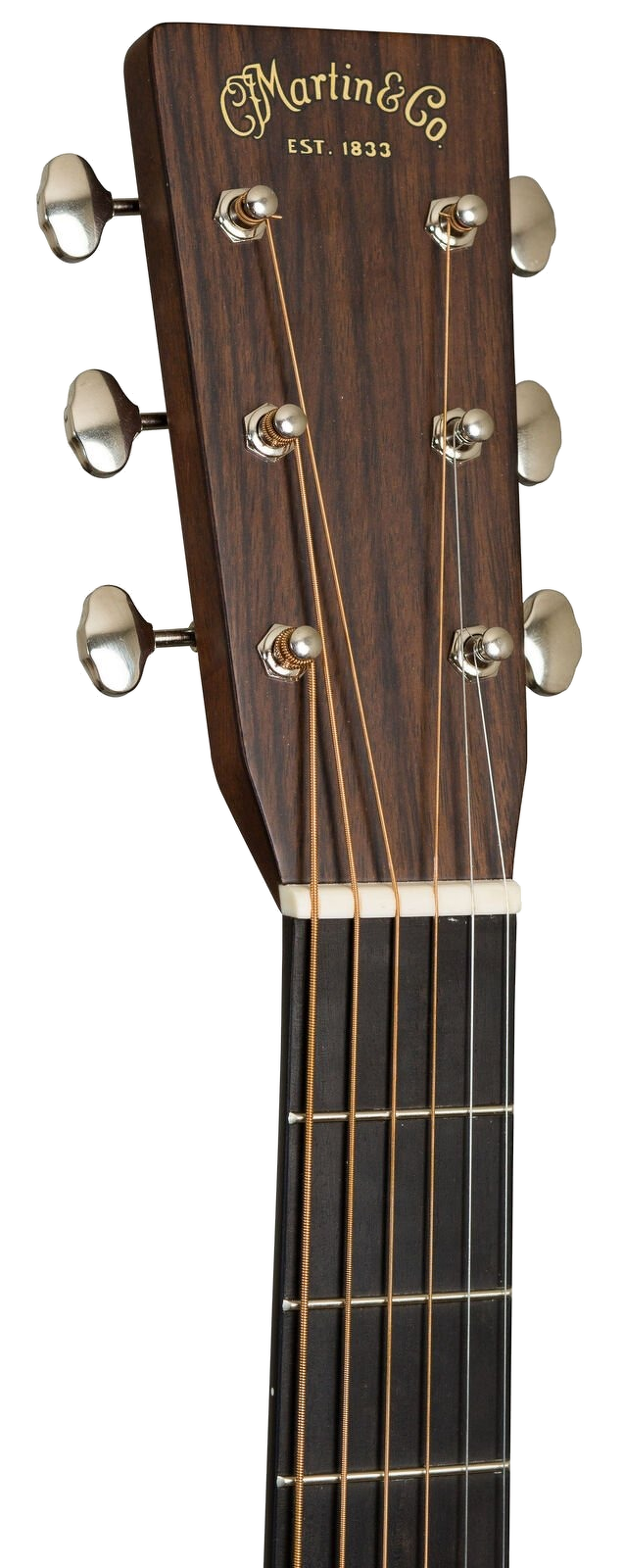 Martin D28 Standard Series Acoustic Guitar headstock with tuning machines front view