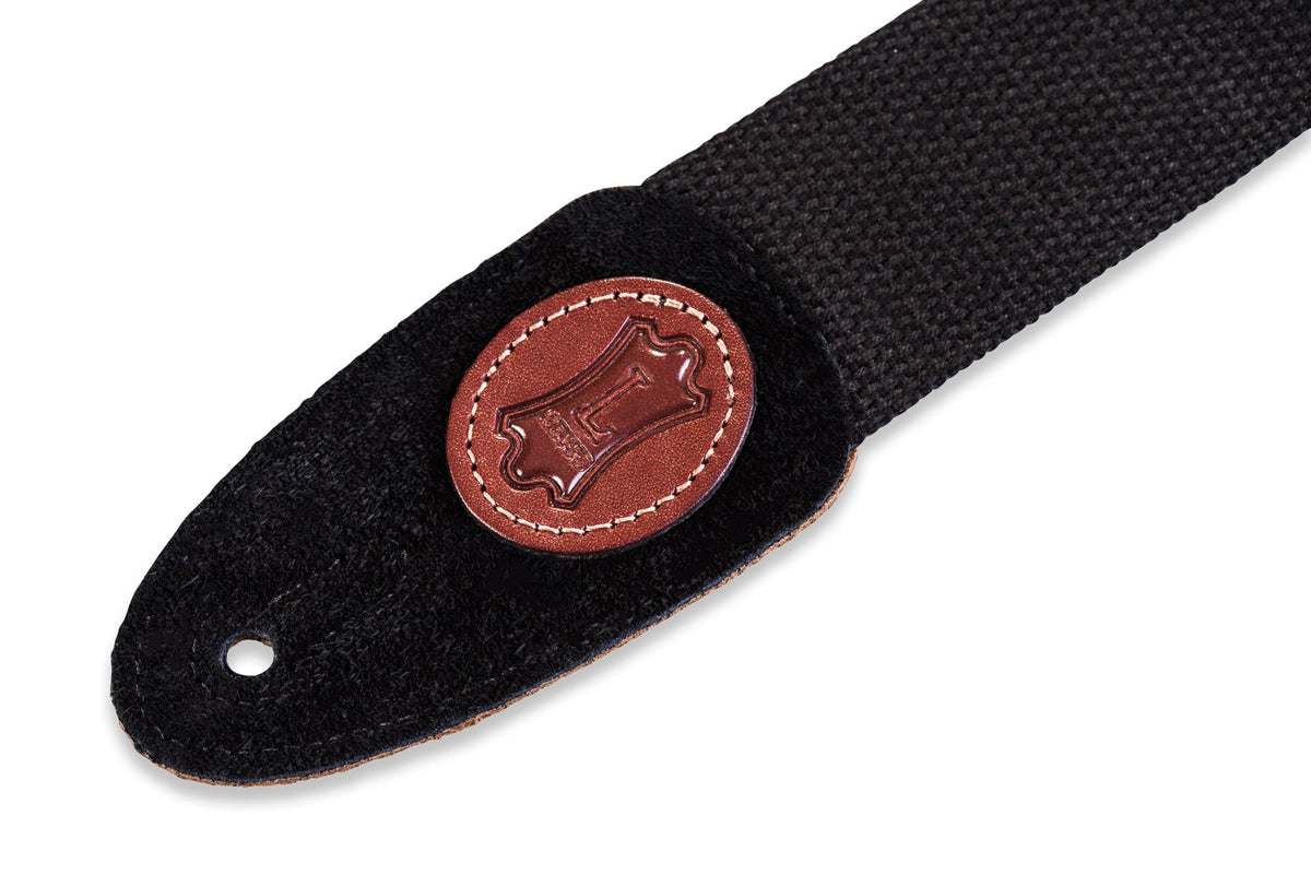 Levy MSSC8-BLK Black Cotton Guitar Strap with Suede Ends 2