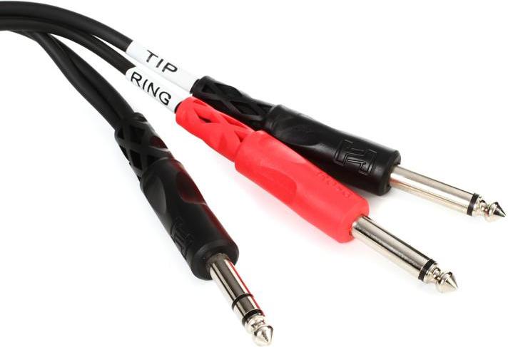 Hosa STP202 1/4\" (Male Stereo) -  (2) 1/4\" (Male Mono) Cable 6'