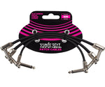 Ernie Ball P06221 6\" Flat Ribbon Patch Cable 3-Pack - (Black)