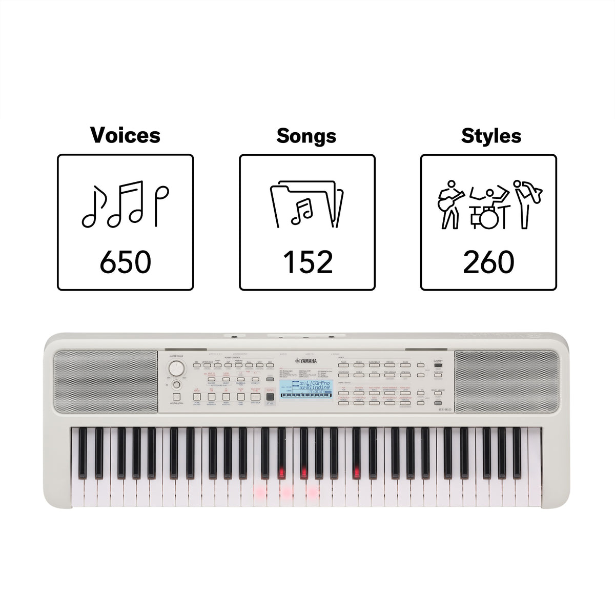 Yamaha EZ310 61-Lighted Key Portable Keyboard - With AC Adapter 8