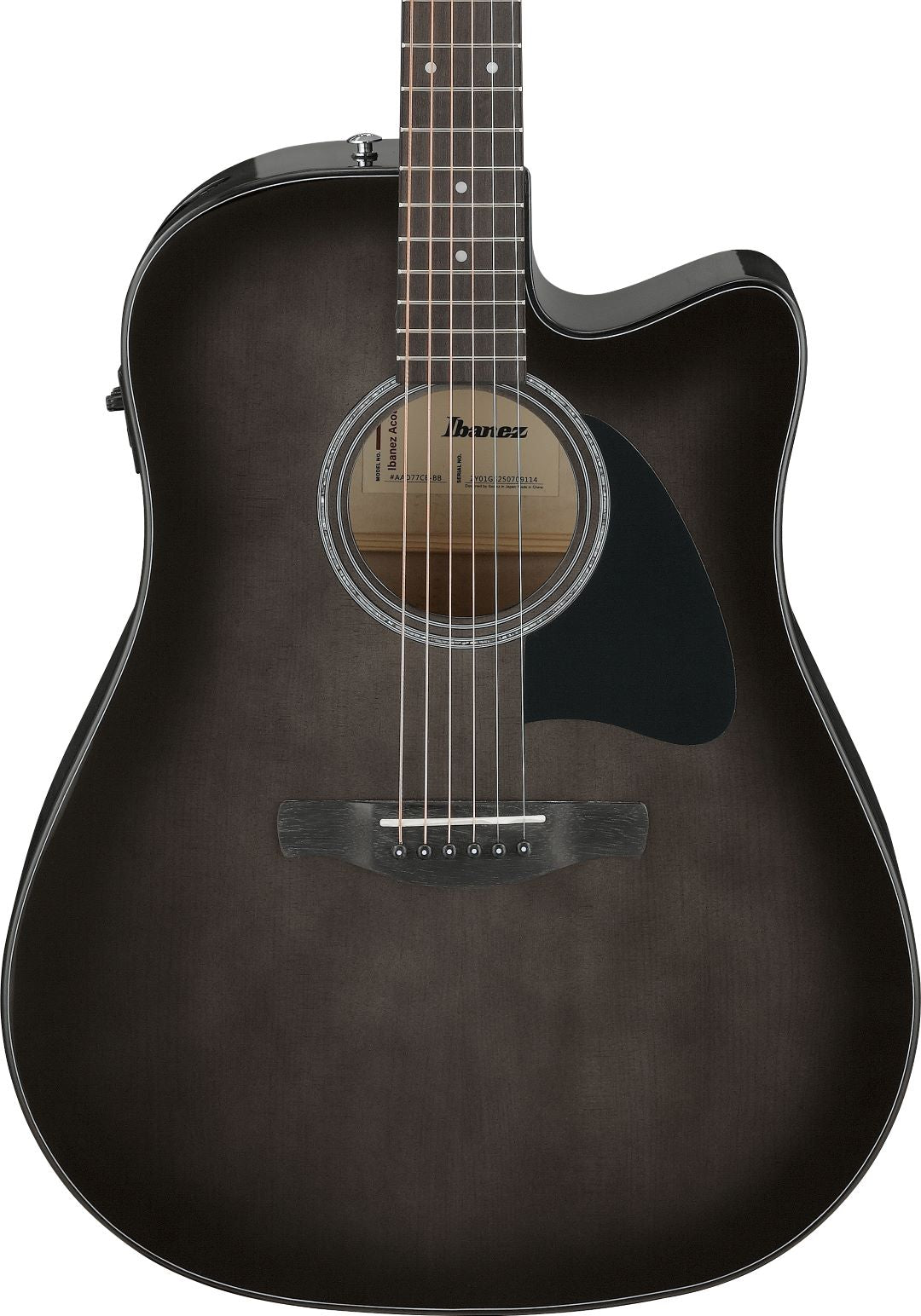 Ibanez AAD77CETKS Acoustic Electric Guitar - Transparent Black Sunburst High Gloss