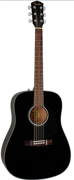 Fender CD-60S Dreadnought Acoustic Guitar Black with Walnut Fingerboard front view