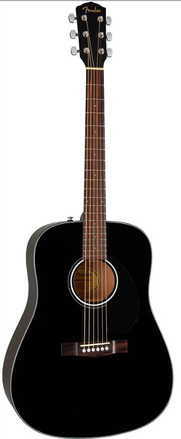 Fender CD-60S Dreadnought Acoustic Guitar Black with Walnut Fingerboard front view