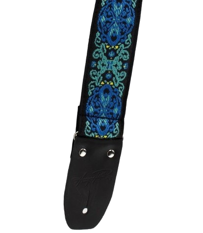 Henry Heller 2\" Tri-Glide Woven Jacquard Guitar Strap - Blue Green 2