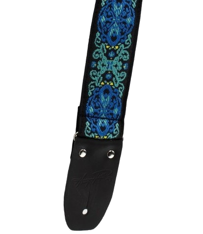 Henry Heller 2\" Tri-Glide Woven Jacquard Guitar Strap - Blue Green 2