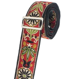 Henry Heller 2\" Tri-Glide Woven Jacquard Guitar Strap - Red Green Gold 2
